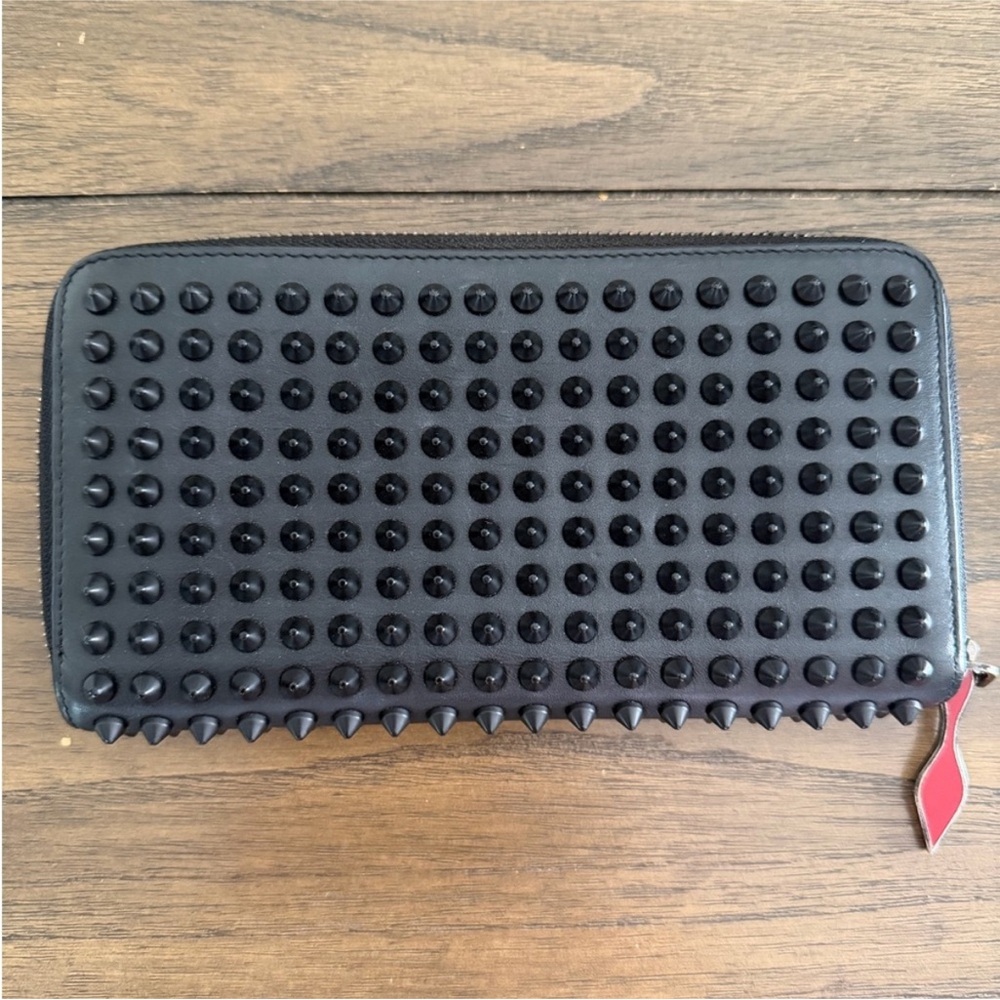 Christian Louboutin Panettone Spiked Zip Wallet - Black - EXCELLENT CONDITION